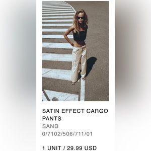 Satin cargo wide pants.